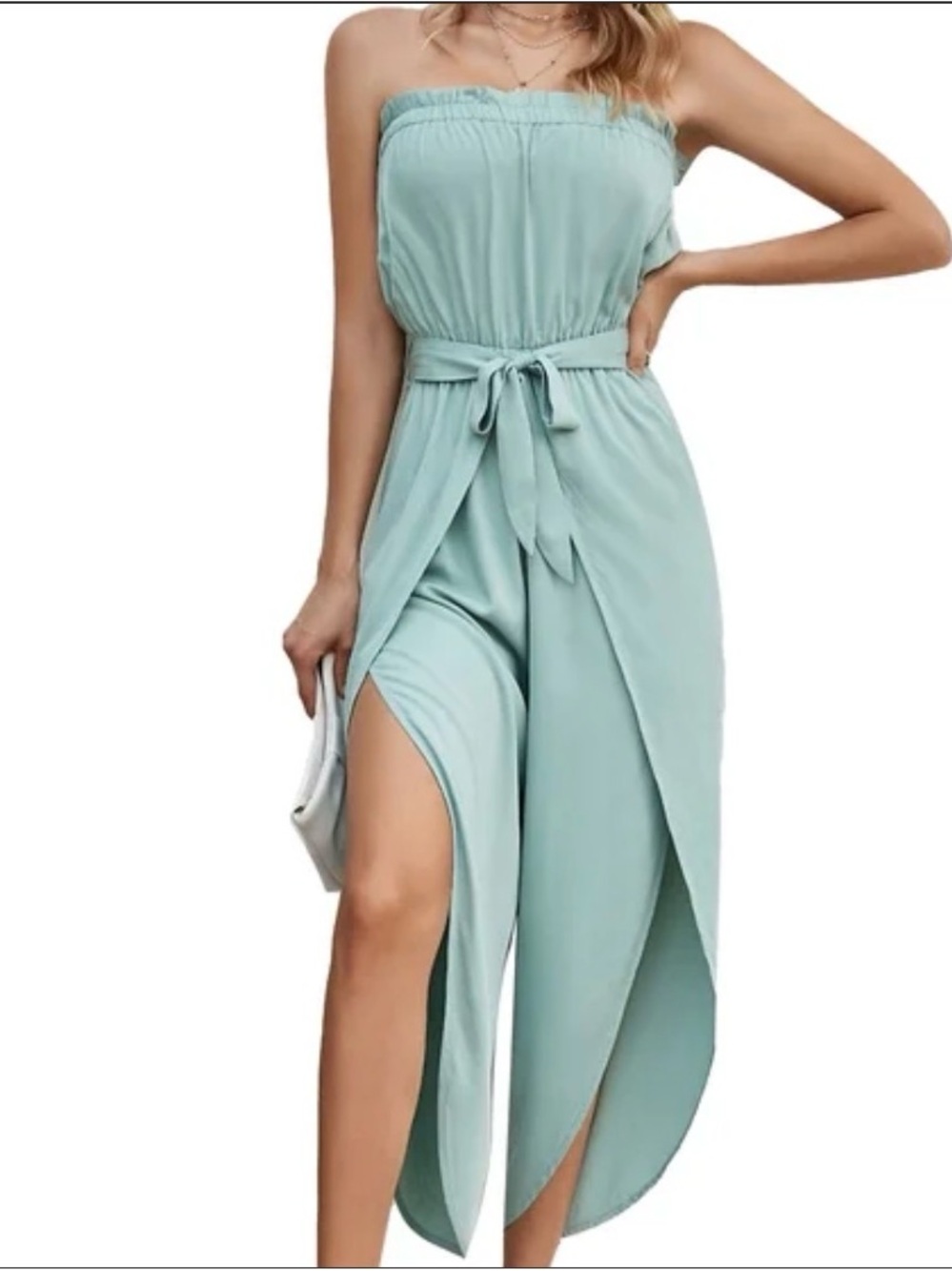 Women’s XL Sage Strapless Wide Leg Overlay Jumpsuit